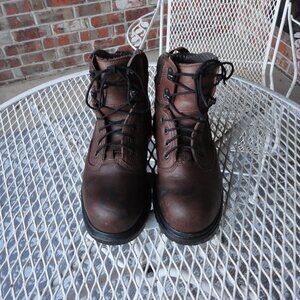 RED WING Women's Brown Leather Safety Toe Lace Up Boots Size 8